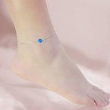 S925 Sterling Silver Opal Anklet  for Women Girls Gifts