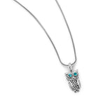 925 Sterling Silver Cubic Zirconia Vintage Owl Bird Blue CZ Stones Eyes Pendant Necklace