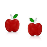 Teachers Pet Red Food Fruit Apple Stud Earrings For Women For Teen 925 Sterling Silver