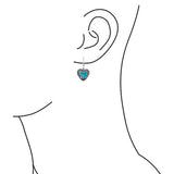 Bali Style Stabilized Turquoise Heart Shape Leverback Drop Earrings For Women Oxidized 925 Sterling Silver