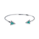 Stackable Thin Minimalist Compressed Turquoise Arrow Pyramid Bangle Cuff Bracelet For Women
