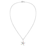Mystical Starfish Multicolor Mother of Pearl 925 Sterling Silver Pendant Necklace