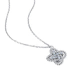 Lucky Clover Love Knot Necklace in 925 Sterling Silver Good Luck CZ Pendant 18 inch