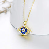 925 Sterling Silver Evil Eye With CZ Pendant Necklace  for Women