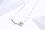Daisy Necklace for Women,925 Sterling Silver Flower Pendant Simple Sunflower Jewelry, Clavicular Fashion Gift for women