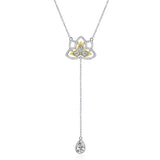 Silver Yoga Lotus Flower Necklace