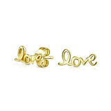 Love Word Script Cursive Expressions Stud Earrings 925 Sterling Silver