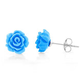 Tiny Resin Rose Flower 9 mm Post Stud Earrings