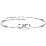  Silver Infinity Heart Anklet Adjustable Large Bracelet