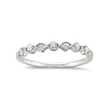 14k White Gold 7-Stone Round Natural Diamond Bridal Wedding Band Ring (1/4 cttw, I-J, I2)