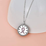 Breast Cancer Survivor Gifts for Women, Sterling Silver Breast Cancer Awareness Necklace, Pink Ribbon Inspirational Jewelry Gift