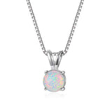 Silver Synthetic Opal Pendant Necklace