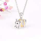 Cute Elephant Animal Pendant Necklace  925 Sterling Silver Birthday Jewelry for Women Girls