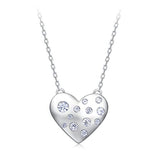 Sterling Silver  White Gold-Plated Heart CZ Pendant Necklace for Women,18 inches