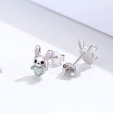 Sterling Silver Opal Bunny Stud Earrings for Women