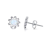 925 Sterling Silver  White Opal Sunflower Stud Earrings Jewelry for Women Teens Girls