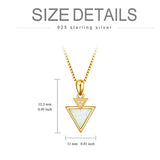 Sterling Silver Triangle Opal Necklace, Dainty Gold Plated Geometric Necklaces For Women Girls Birthday Gifts
