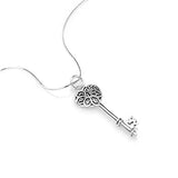 925 Sterling Silver Filigree Key to My Heart Love Symbol Pendant Necklace
