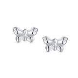 Tiny Geometric 3D Garden Origami Butterfly Stud Earrings For Women For Teen 925 Sterling Silver