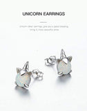 Sterling Silver Unicorn Opal Stud Earrings for Girls Women Animal Earrings Unicorn Gifts for Teen Girl