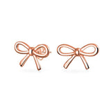 Simple Ribbon Bow Birthday Present Knot Stud Petite Earrings For Women For Teen 925 Sterling Silver