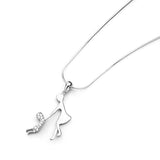 925 Sterling Silver Cubic Zirconia CZ Mother and Child Holding Hands Pendant Necklace