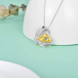 Sterling Silver Hand in hand Necklace Heart Pendant Forever in My Heart Necklace for Women Girls Friends