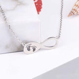 Infinity Pendant Necklace Footprints Jewelry 925 Sterling Silver Lucky Elephant Necklace Valentine Birthday Christmas Gift for Women Girl