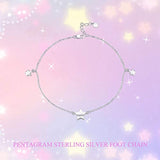 Sterling Silver  Star Anklet   Bracelets for Women Teens Girls