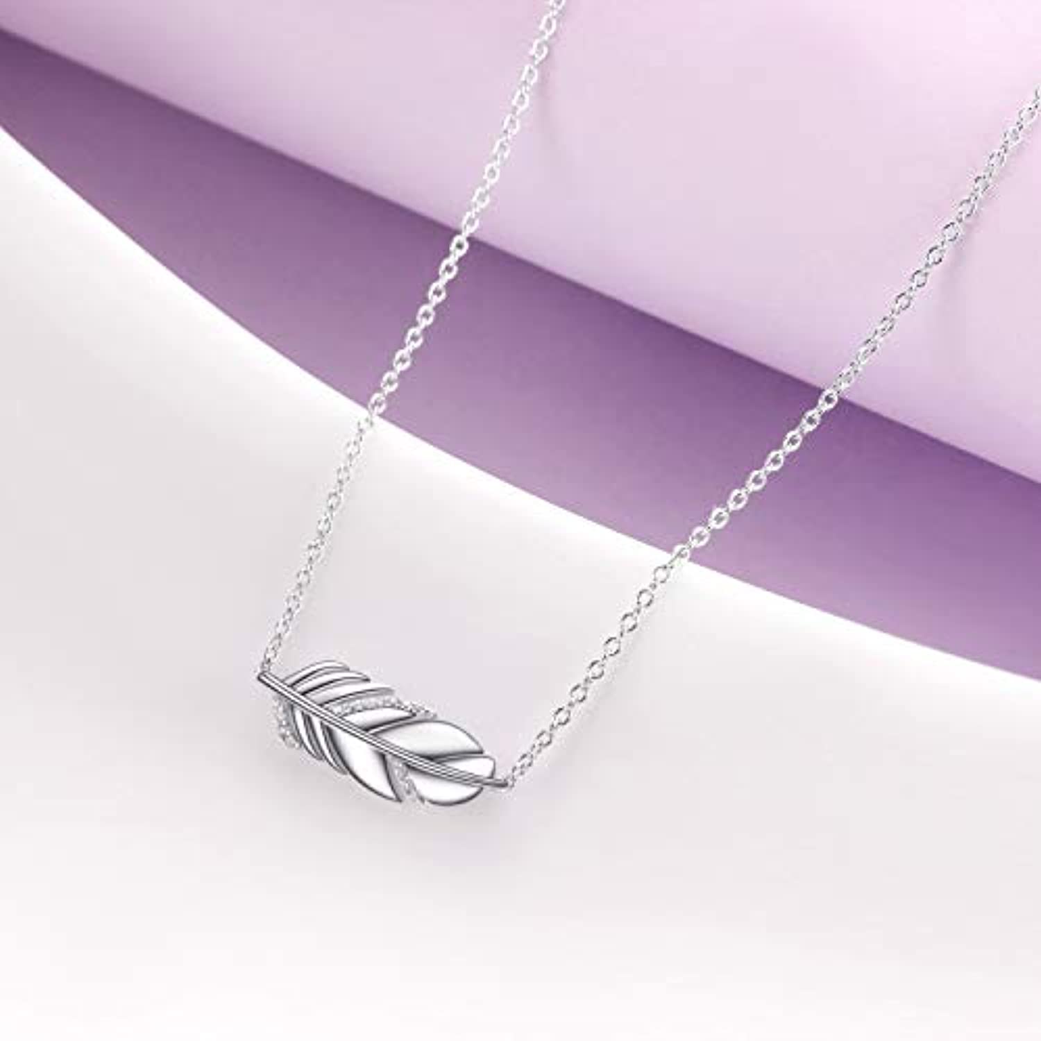 Feather choker necklace Sterling Silver Dainty Choker Pendant Necklace Jewelry Gifts for Women Girls