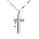 Silver Double Cross - Bless  urn necklace 
