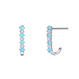 Silver Opal CZ Stud Earrings