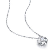 Sterling Silver White Gold-Plated love knot CZ Pendant Necklace for Women,18 inches