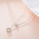 Sterling Silver Double Layered Choker Planet Galaxy Necklace, Crystals from Swarovski, Jewelry Gifts for Women Lovely Ladies