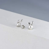 Sterling Silver Freshwater Pearl Rabbit Stud Earrings Animal Earrings Tiny Small Single Pearl Fine Jewelry for Women Teen Girls