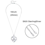 Opal Necklace 925 Sterling Silver Forever Love Heart Necklaces for Women Cubic Zirconia Pendant Jewelry Gift for Women