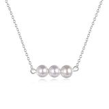  Silver Round shell Pearl Bead Choker Necklace 