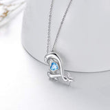 Sterling Silver Dolphin Cute Animal Necklace for Women Girls Love Heart Cute Pet Necklace Pendant Jewelry Gifts