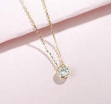 14k Gold Moissanite Classic Bezel Pendant Necklace for Women