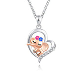 Silver Heart Elephant Pendant Necklace