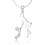 Mother and Child Holding Hands Pendant Necklace