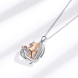 Mother's Day Gift Unicorn Necklace S925 Sterling Silver Angel Wings with rose unicorn pendant Jewelry for  Women