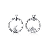  Silver moon and star Stud Earrings
