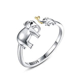 Silver  Lucky Elephant Love in Heart Ring 