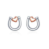  Silver Horseshoe Stud Earrings