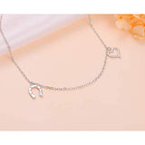Sterling Silver Lucky Horseshoe Love Heart Anklets Jewelry