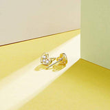 Yellow Gold plated Cubic Zirconia CZ Heart Small Stud Earrings Fashion Jewelry Gifts for Women Girls