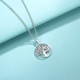 Sterling Silver Tree of Life Pendant Necklace Minimalist Jewelry Gifts for Women Mom Lover Family with Gorgeous Jewelry Box, 16+2 Inch Extender Necklace