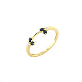 14K Gold Round Blue Sapphire & White Diamond For Women Wedding Ring Jewelry