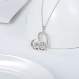 Mother Daughter Jewelry Elephant 925 Sterling Silver Love Heart Pendant Necklace for Women Girls